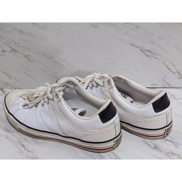 Converse Men's 10.5 White Leather Low Top Retro Style Sneaker - Picture 6 of 11